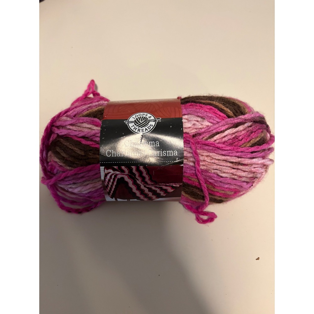 Loops & Threads Charisma Yarn Chocolate Cupcake 21 Pink Brown Bulky Acrylic
